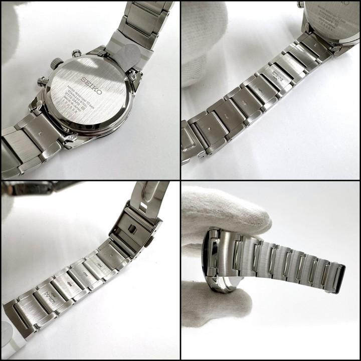 SEIKO】セイコー ソーラークロノグラフ 腕時計 電波ソーラー SS×黒文字