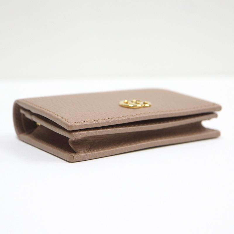 【美品】GUCCI グッチ GGマーモント ピンクベージュ レザー 二つ折り財布 GUCCI】グッチ 二つ折り財布 GGマーモント レザー ピンクベージュ