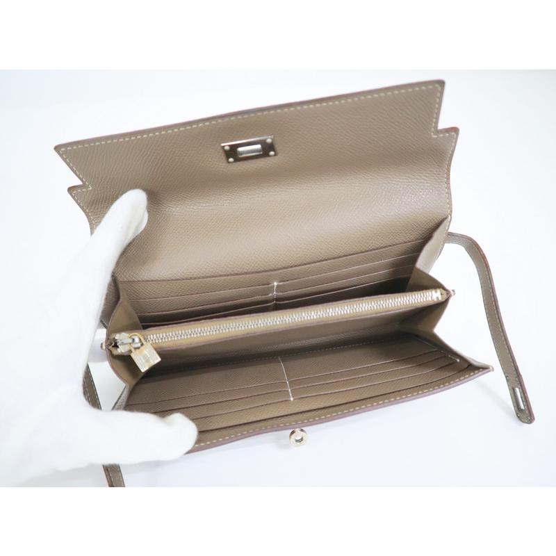 HERMES】エルメス ケリーウォレット 長財布 トープ×シルバー金具  