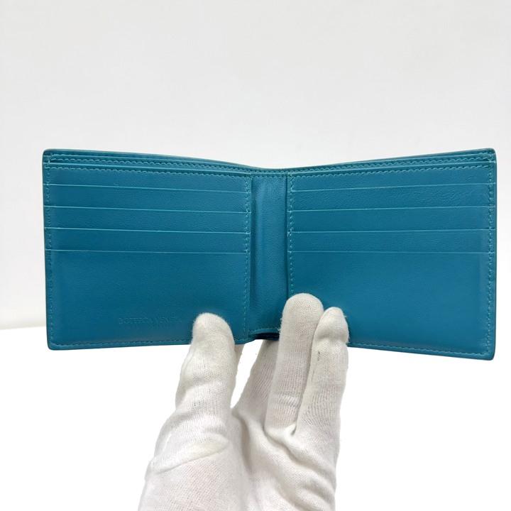 【sr】BOTTEGA VENETA 二つ折り財布 ターコイズ BOTTEGA VENETA】ボッテガヴェネタ デボスイントレチャート 二つ折り