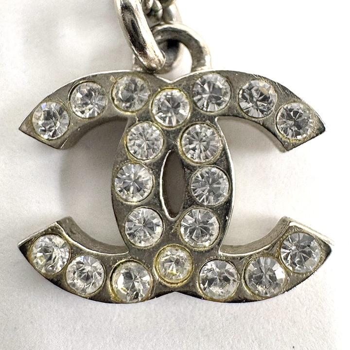 CHANEL】シャネル ネックレス ココマーク×ラインストーン シルバー