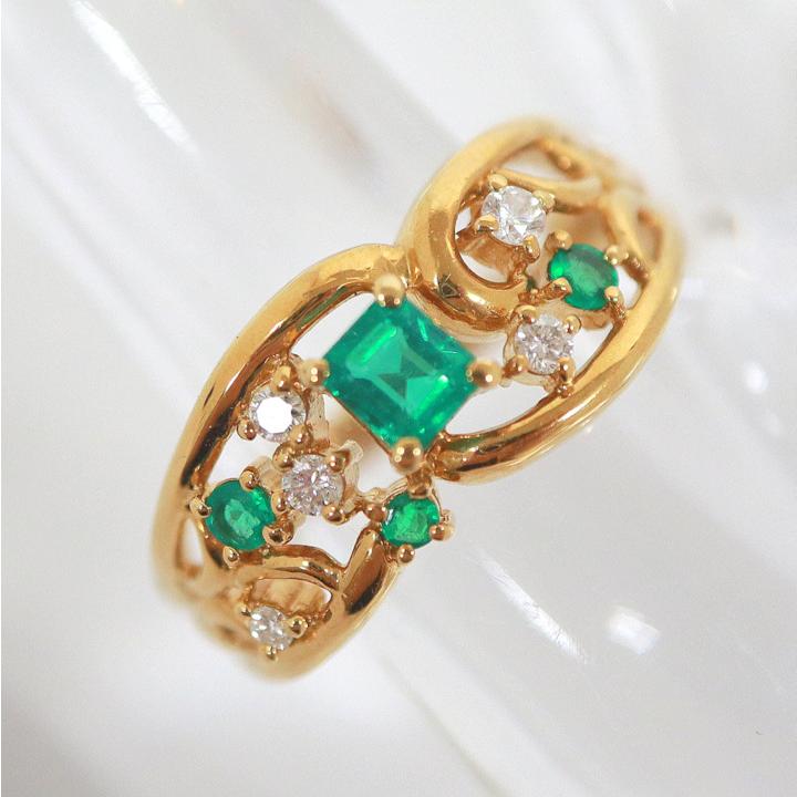 TASAKI】タサキ リング K18 エメラルド0.33ct ダイヤモンド0.11ct #17  