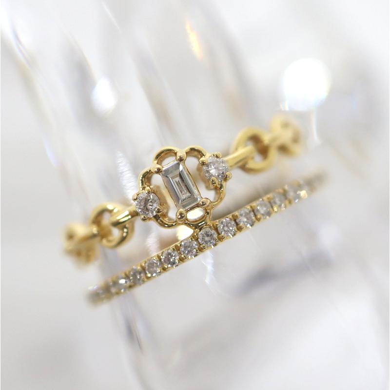 Jewelry】K18YG ダイヤモンドリング DT:0.04ct d:0.16ct 2.2g #8【中古 