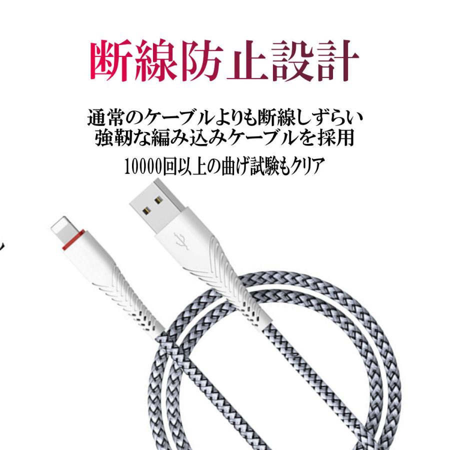 iPhone 充電ケーブル 充電器 コード ライトニング アイホン アイフォン iPad アップル アイホン 充電 lightning 携帯 急速充電 1m 2本セット｜red-berry｜09