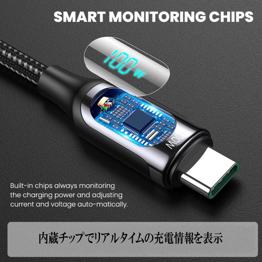 Type-c Typec タイプc デジタル表示 充電 USBケーブル 100w PD 充電