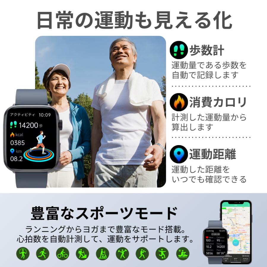 スマートウォッチ 血糖値 血圧 通話機能 日本製センサー レディース