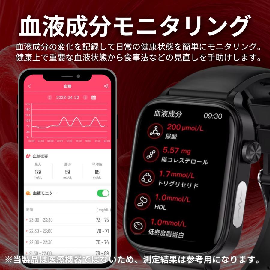 スマートウォッチ 血圧測定 血糖値 1.96 インチ大画面 心電図EC[9gd8 スマートウォッチ 血圧測定 血糖値 1.96 インチ大画面 心電図EC