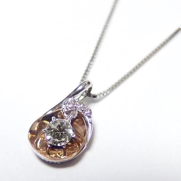 ダイヤモンド ネックレス 0.11ct K18 ピンクゴールド＆ホワイトゴールド ハート＆キューピット H＆C Hカラー SIクラス GOOD 揺れる ダイヤモンド ペンダント ...