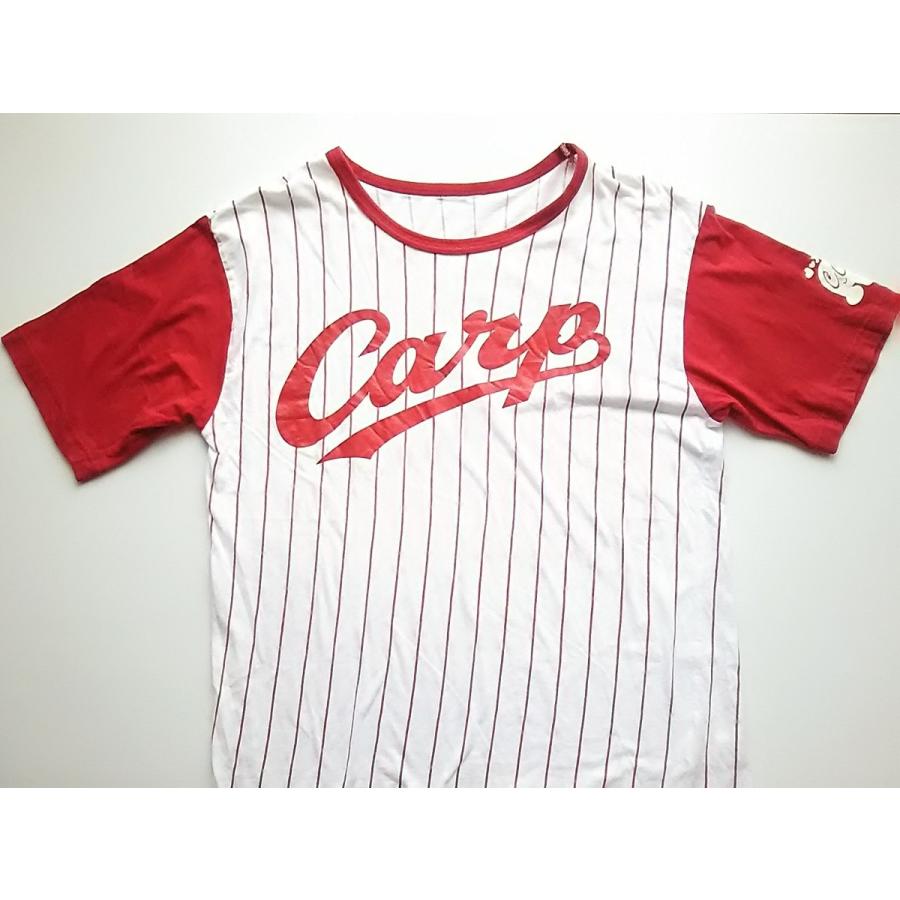 USED品/中古品) 広島東洋カープ ストライプTシャツ Lサイズ Carp PR