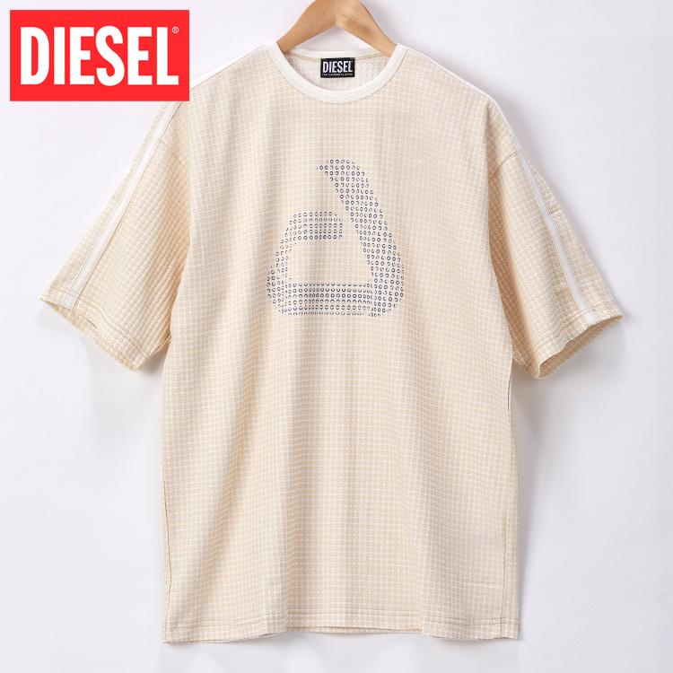 ディーゼル DIESEL Tシャツ 半袖 メンズ ブランド ロゴ クルーネック 丸首 ブルー ホワイト T-HON｜red-star｜02