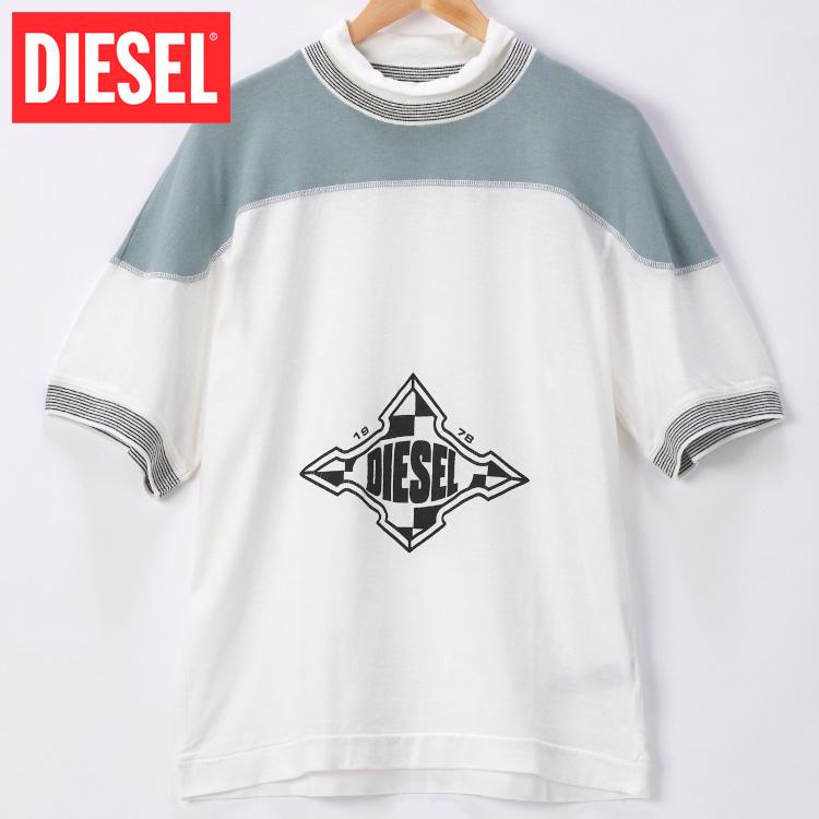 ディーゼル DIESEL Tシャツ 半袖 メンズ ブランド ロゴ クルーネック 丸首 ブルー ホワイト T-OLLAR｜red-star｜02