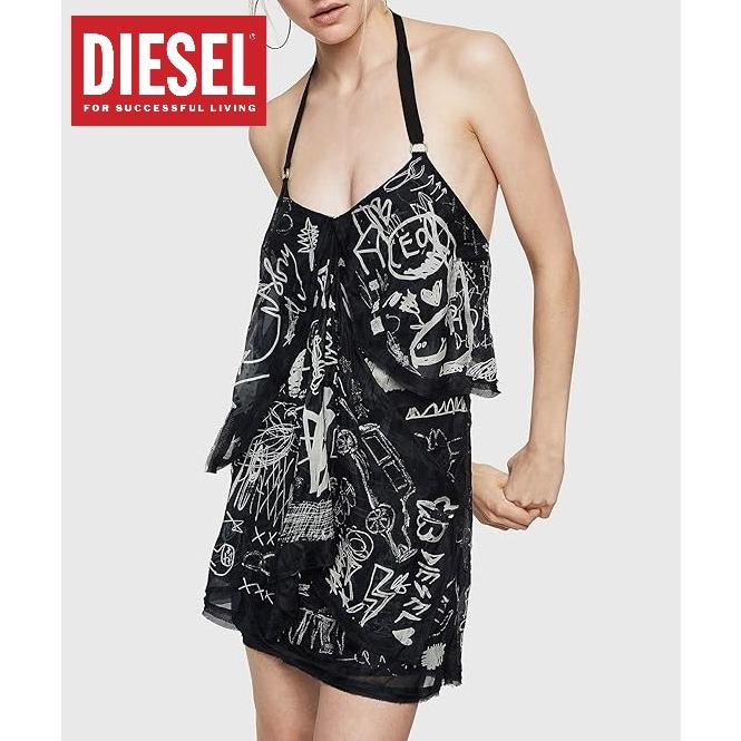 ディーゼル レディース ワンピース ドレス ミニ シルク ホルターネック  