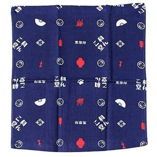 黒柴印 和んこ堂 グッズ 柴犬 ガーゼタオル ハンカチ 日本製 和柄 扇