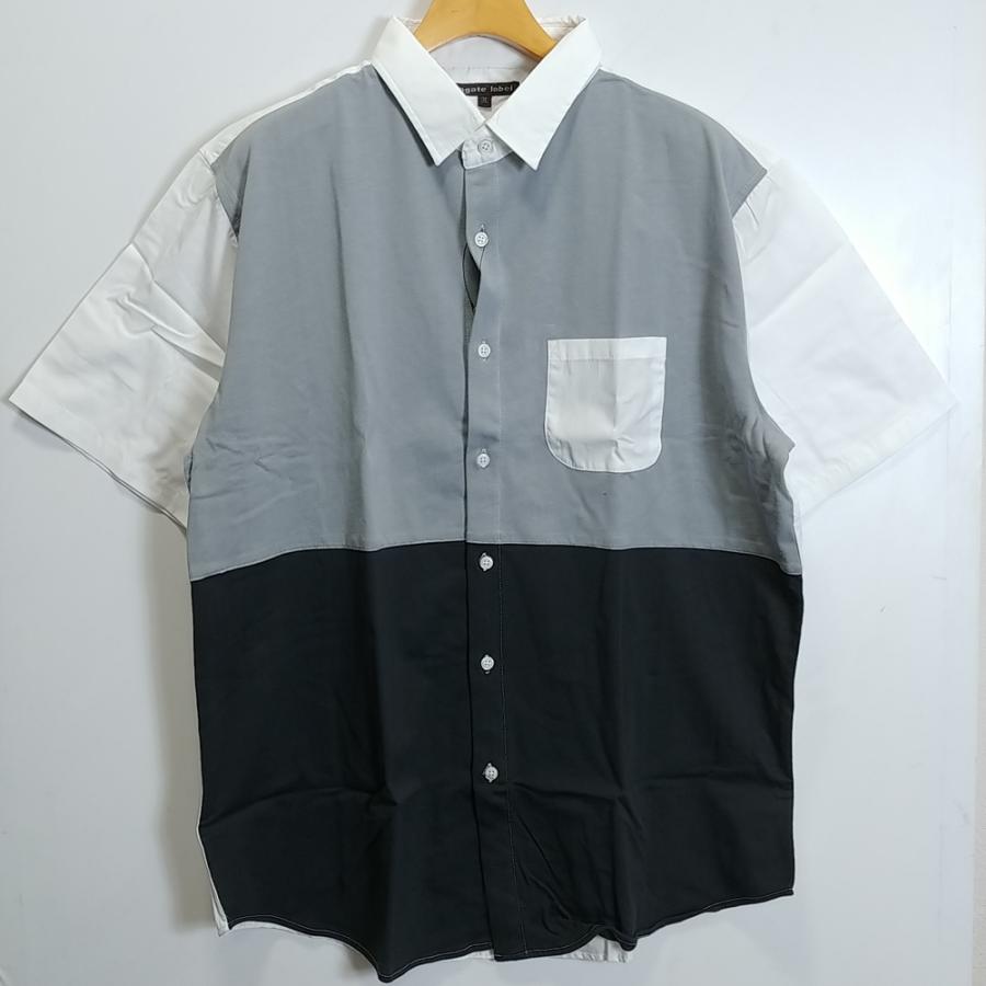 大きいサイズ 半袖シャツ 夏物 夏服 夏コーデ バイカラー ブロード生地 カット生地 切り替え カジュアルシャツ テレワーク S レッドスターヤフーショップ 通販 Yahoo ショッピング