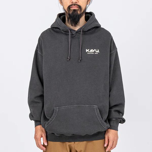 KAVU カブー メンズ マウンテンロゴパーカー ブラック : RED KAVU カブー メンズ マウンテンロゴパーカー ブラック : RED