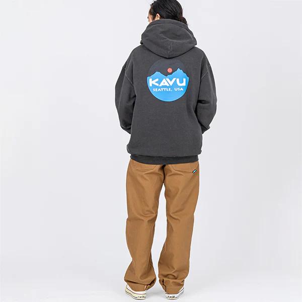 KAVU カブー メンズ マウンテンロゴパーカー ブラック : RED KAVU カブー メンズ マウンテンロゴパーカー ブラック : RED