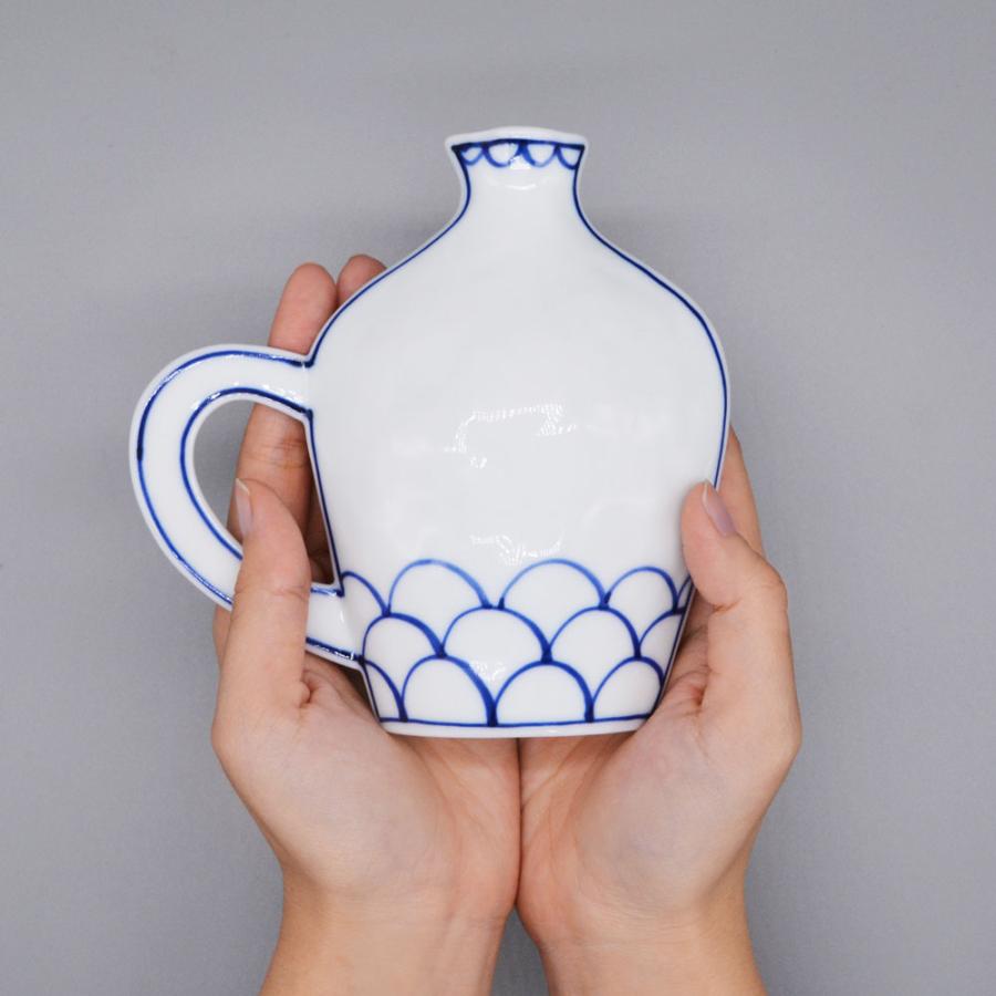 小樽窯　花びん　陶器　インテリア 眞窯 リバーシブルな花びん 取っ手付 （ ラインとなみ ） ( しんがま