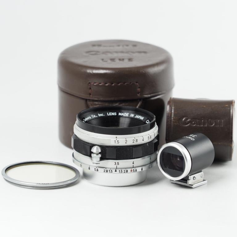 CANON LENS 35mm f1.5 L39 ライカ Lマウント 35mmファインダー ケース 専用フィルター付属 #14081 CANON LENS 35mm f1.5 L39 ライカ Lマウント 35mmファインダー ケース