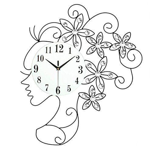 激安商品 アイアン おしゃれ 掛け時計 デザイン インテリア時計 北欧 北欧 壁時計 デザイナー おしゃれ 連続秒針 美人 花 ウォールクロック 音しない 無音 静音 インテリア 結 000 レディングストア 超特価