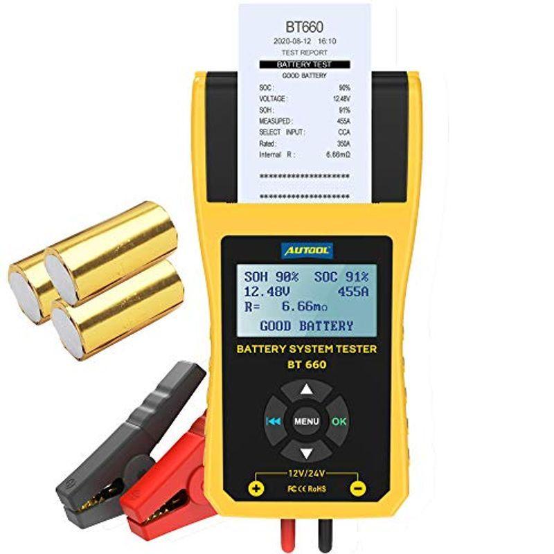 バッテリーテスター車用 バッテリーチェッカー プリンター搭載 電圧 抵抗 Cca値測定 24v 逆極性保護 驚きの価格が実現 デジタルバッテリー診断器 12v