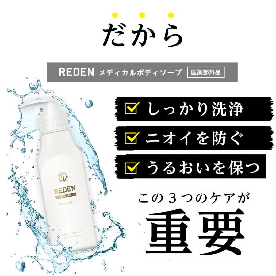 REDEN 薬用 ボディーソープ メンズ 医薬部外品 日本製 柑橘系 320mL 3本 男性用 メディカルボディーソープ 殺菌作用 デオドラント リデン 正規品｜reden｜09