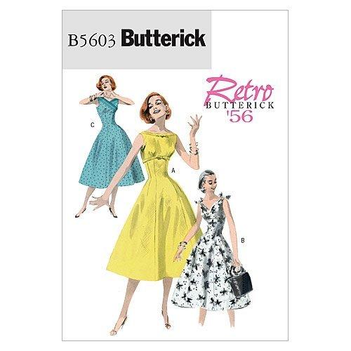 Butterick レトロ50年代デザインワンピースの型紙セット サイズ Us6 8 10 12 5603 S 10 Redハート店 通販 Yahoo ショッピング