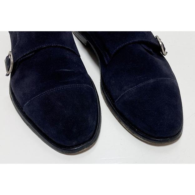 DOUCAL’Sドゥカルス スウェードダブルモンクシューズ ネイビー 42 DOUCAL'Sドゥカルス スウェードダブルモンクシューズ ネイビー