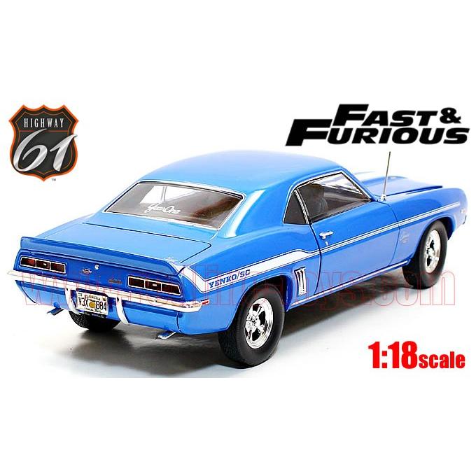 アメ車ミニカー ハイウェイ61 1969 シボレー Yenko カマロ ブルー ワイルドスピード 1 18 Hwy レッドラインコレクティブルズ 通販 Yahoo ショッピング
