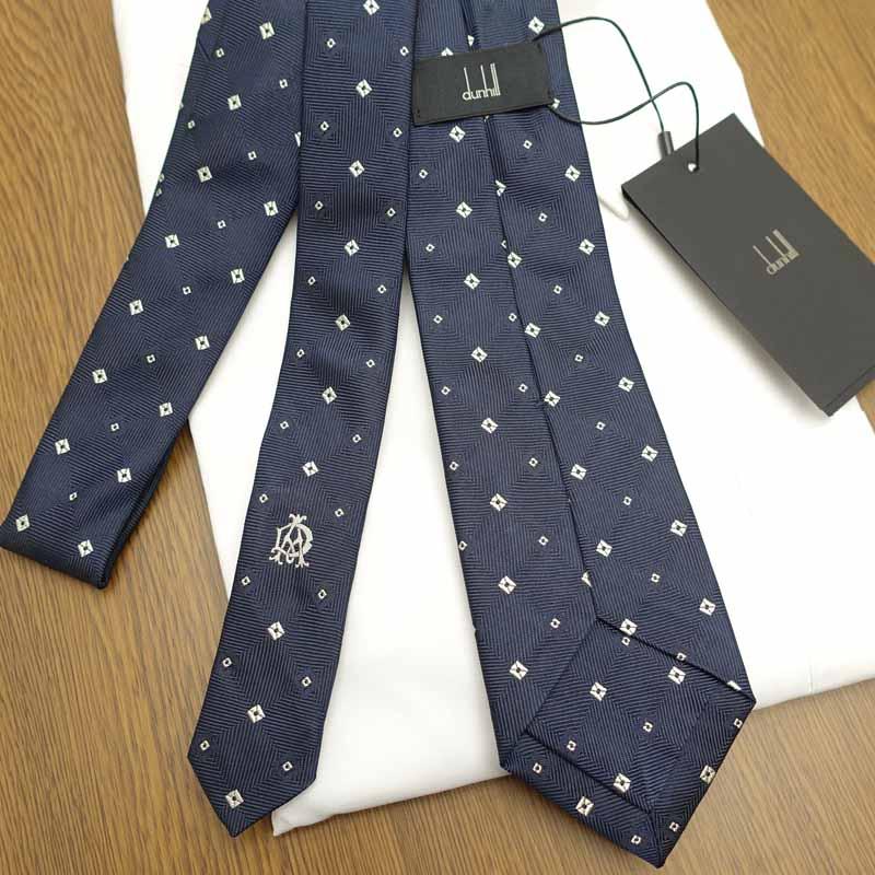 極美品✨ダンヒル  ダークネイビー  濃紺  ネクタイ  ドット  お洒落✨ dunhill（ダンヒル） ネクタイ DH81 ネイビー/パールホワイト (8cm