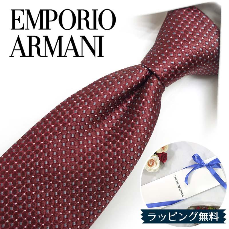 EMPORIO ARMANI エンポリオアルマーニ ネクタイ EA14 ボルドー/グレー