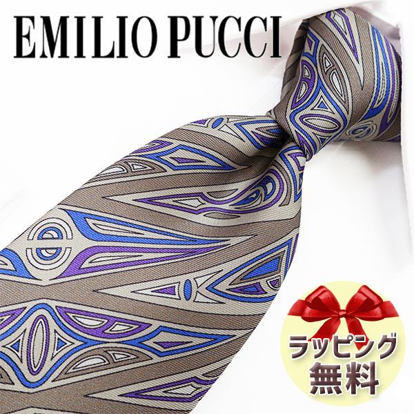 エミリオプッチ ネクタイ EMILIO PUCCI EP80 カーキー/ブルー 8.5cm幅