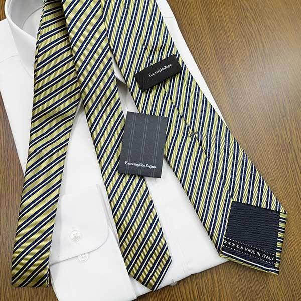 ZEGNA（ゼニア） エルメネジルド ネクタイ イエロー/ネイビー EZB141