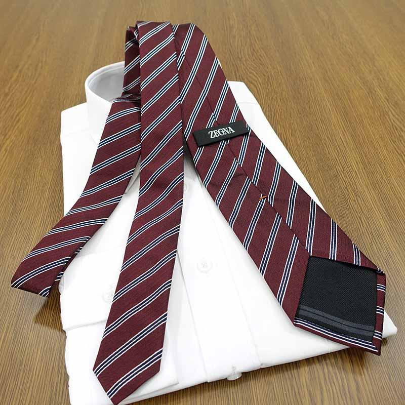 ZEGNA（ゼニア） エルメネジルド ネクタイ バーガンディー/ネイビー