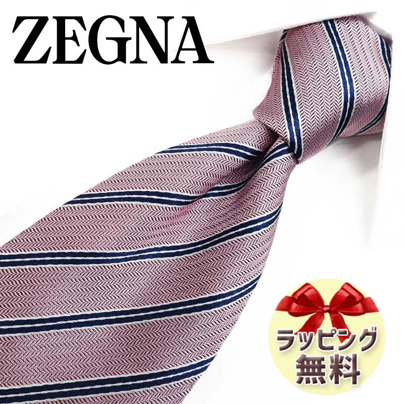 ZEGNA（ゼニア） エルメネジルド ネクタイ ベビーピンク/ネイビー