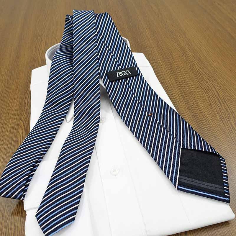 ZEGNA（ゼニア） エルメネジルド ネクタイ ネイビー/ライトブルー