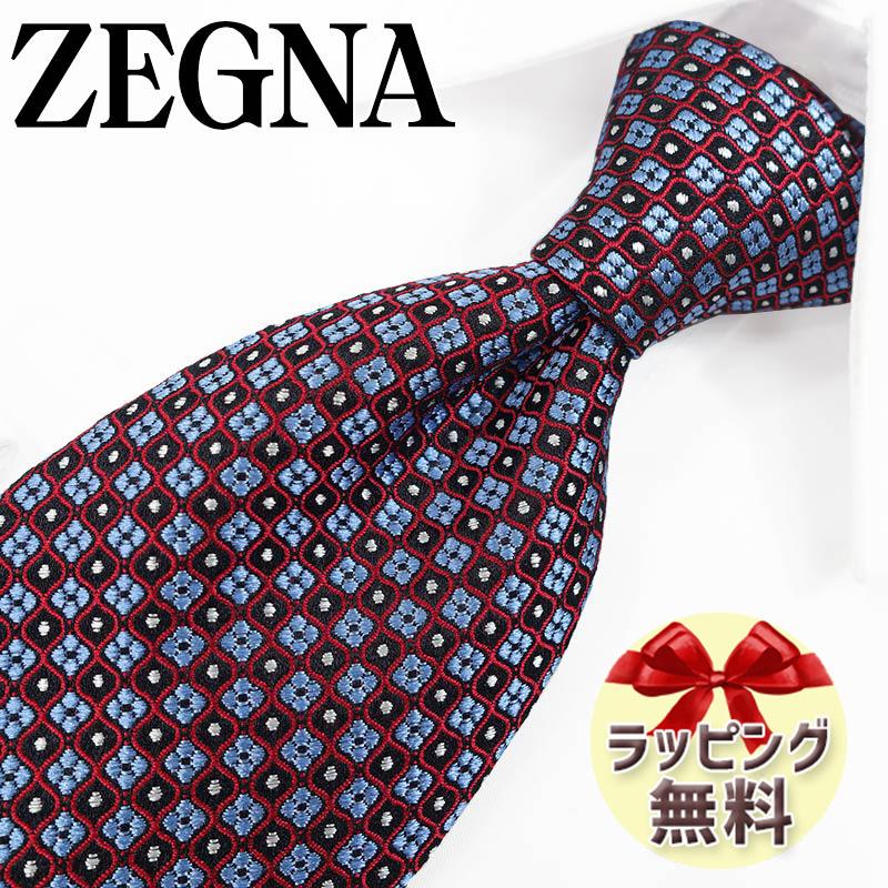 ZEGNA ゼニア ネクタイ ブランド ライトブルー/レッド EZB171