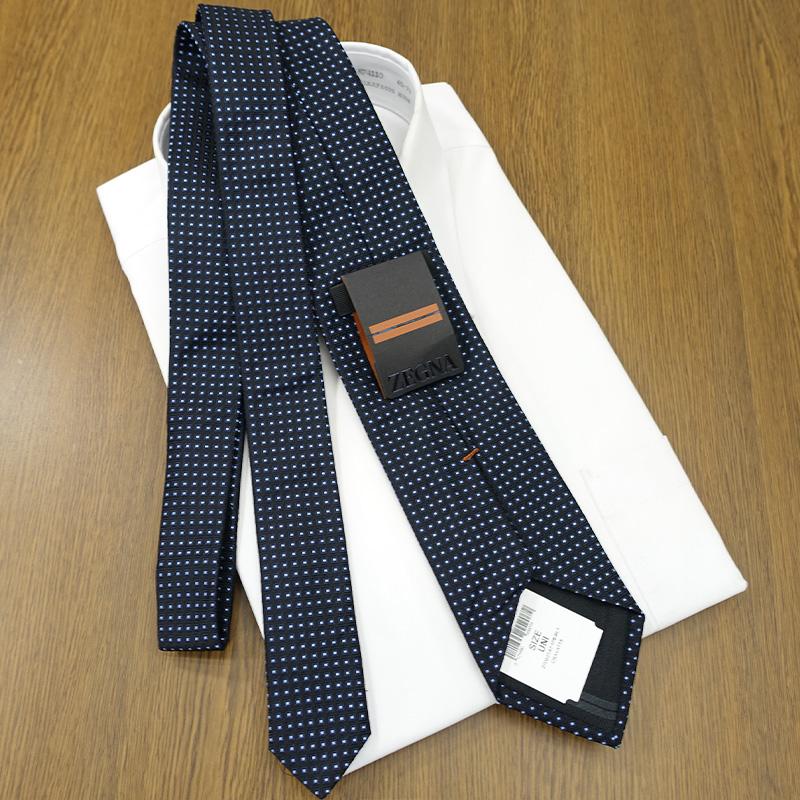 【新品未使用 箱付】ZEGNA ゼニア ネクタイ ZEGNA（ゼニア） ネクタイ ブランド ブラック/ブルー EZB190【ブランド