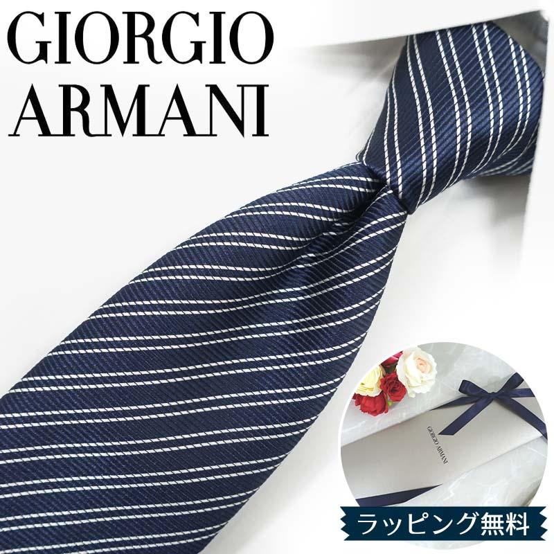 GIORGIO ARMANI アルマーニ ネクタイ GA11 ネイビー/ホワイト