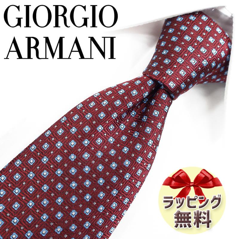 GIORGIO ARMANI アルマーニ ネクタイ ボルドー/ライトブルー GA127 