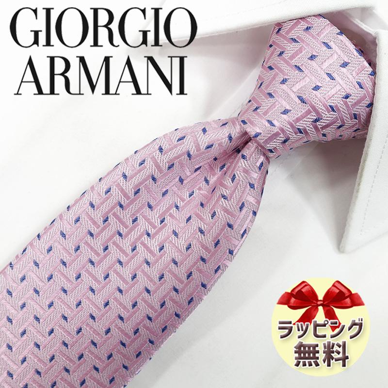 未使用タグ付　アルマーニ　ネクタイ　ピンク　ドット　派手　結婚式 GIORGIO ARMANI アルマーニ ネクタイ ピンク/ネイビー GA146【ブランド
