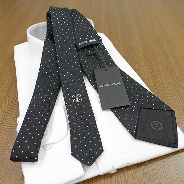 GIORGIO ARMANI ジョルジオ アルマーニ ネクタイ GA93 ブラック/パール