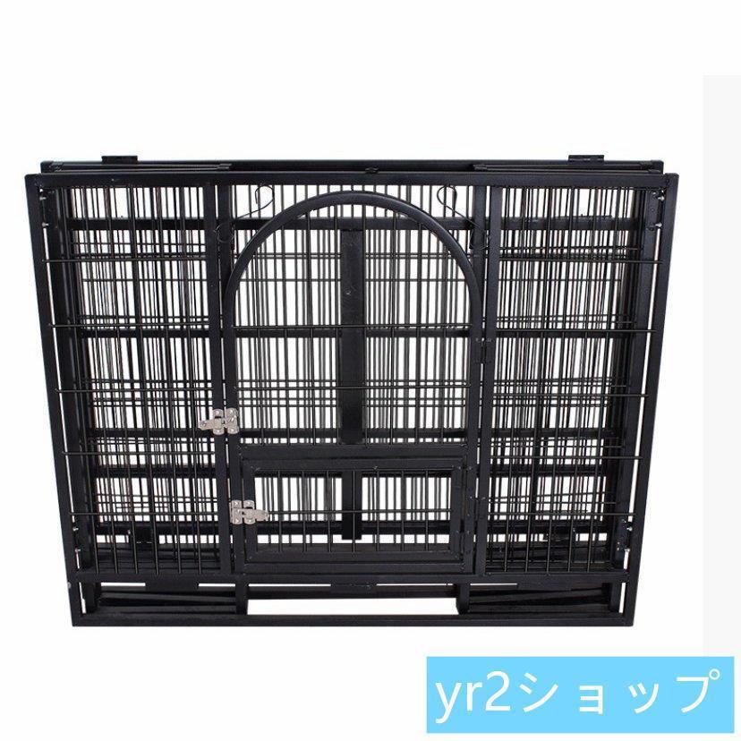 ペットケージ 鉄製 犬檻 犬小屋 ケージ 折りたたみ式 ペットサークル ドッグケージ ペットフェンス 大型 中型犬用 ペット用品 ダブルドア キャスター付き 