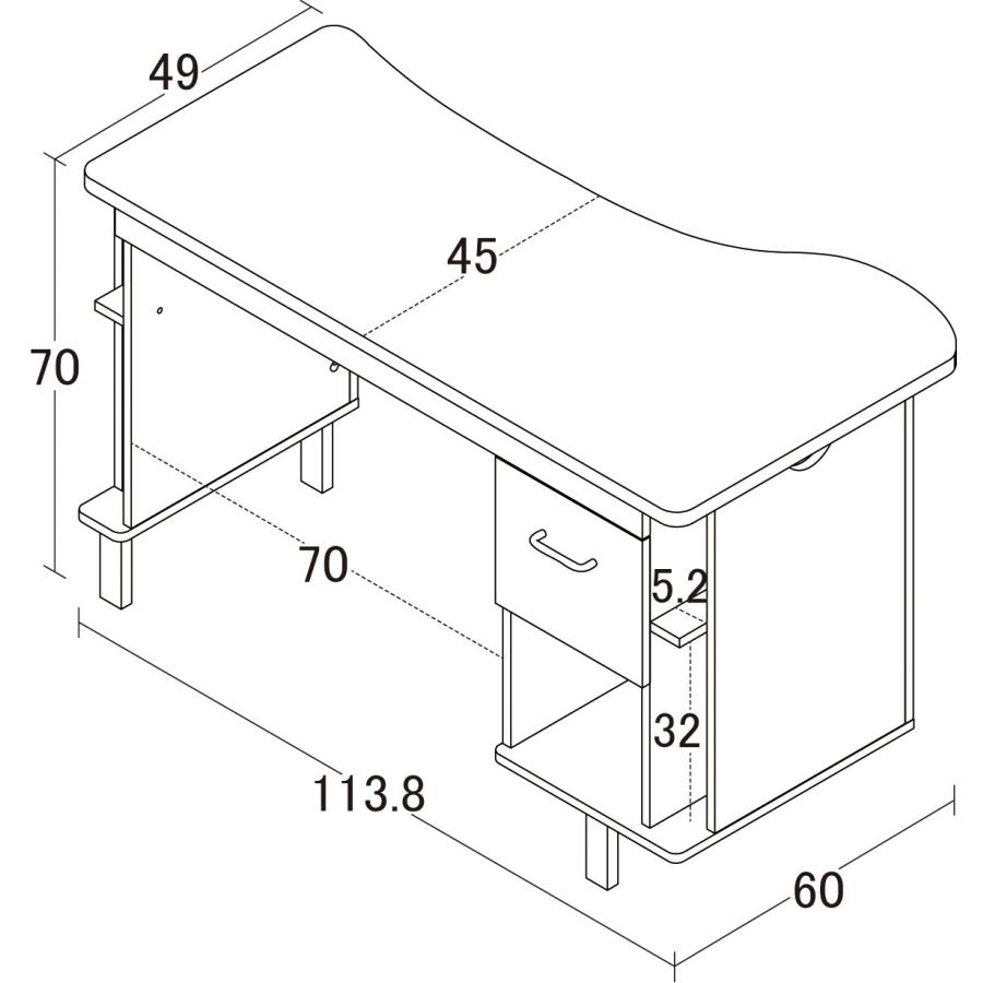 ネイルデスク W113.8cm 対面式デスク ホワイト 大容量の収納 耐熱性