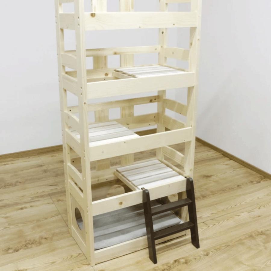 秘密基地みたいなペットベッド キャットタワー ペット小屋 5段ベッド はしご パイン材 ペット家具 送料無料_10