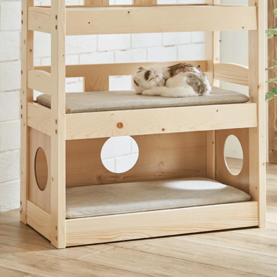 秘密基地みたいなペットベッド キャットタワー ペット小屋 5段ベッド はしご パイン材 ペット家具 送料無料_3