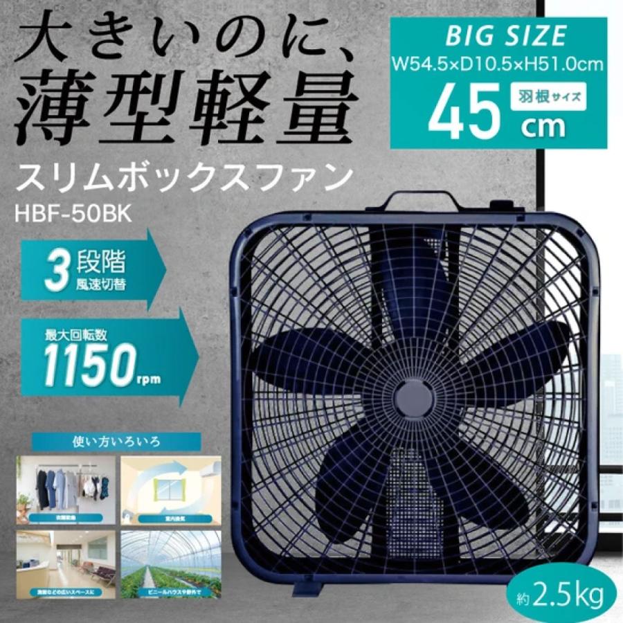 スリムボックスファン HBF-50 薄型軽量 ビッグサイズ 大型 3段階風速