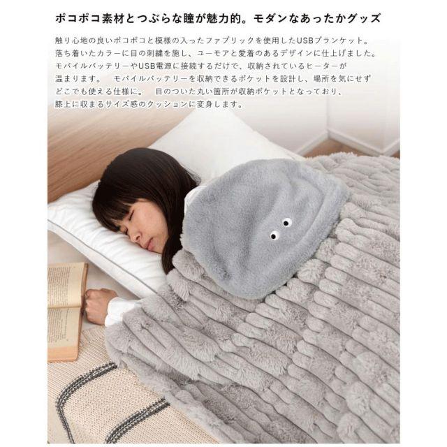 USBブランケット 2色 ベージュ グレー 100×70cm カバー洗濯可 ひざ掛け