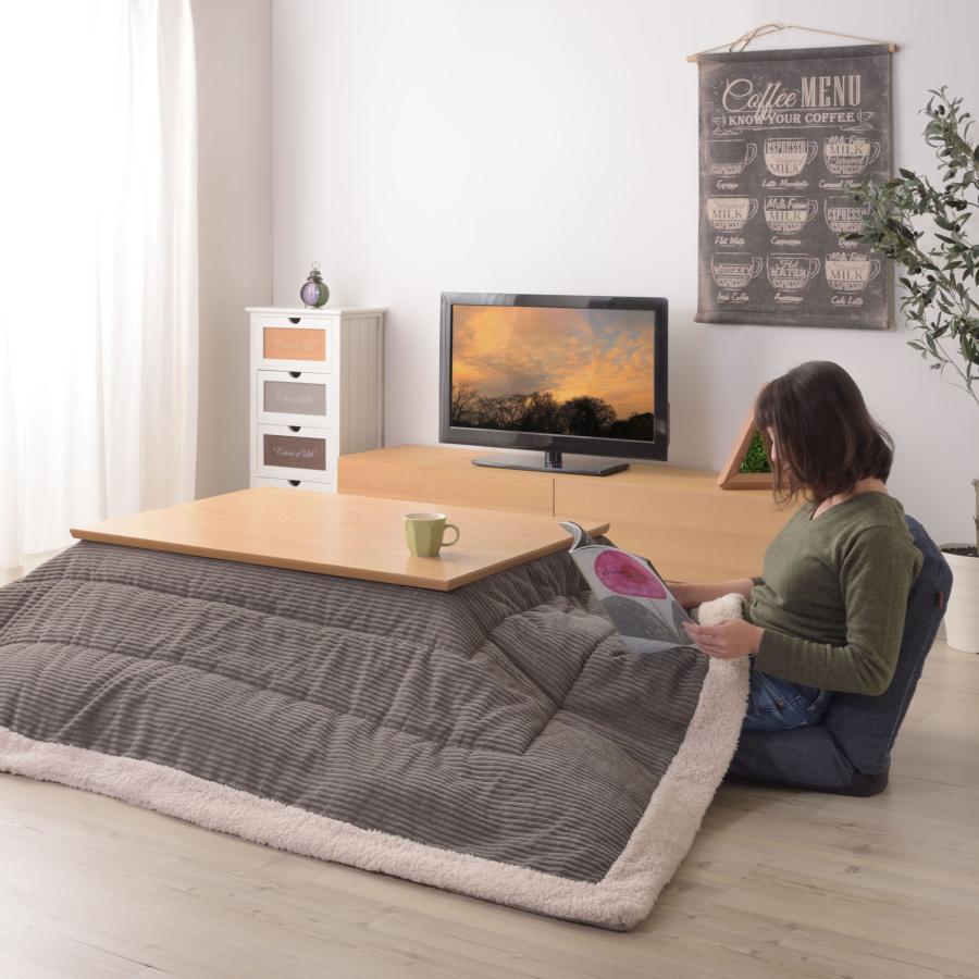 フラットヒーター こたつ 105×75cm 2色 ブラウン ナチュラル こたつテーブル カーボンヒーター 遠赤外線効果 薄型ヒーター 天然木 手元コントローラー 送料無料の画像