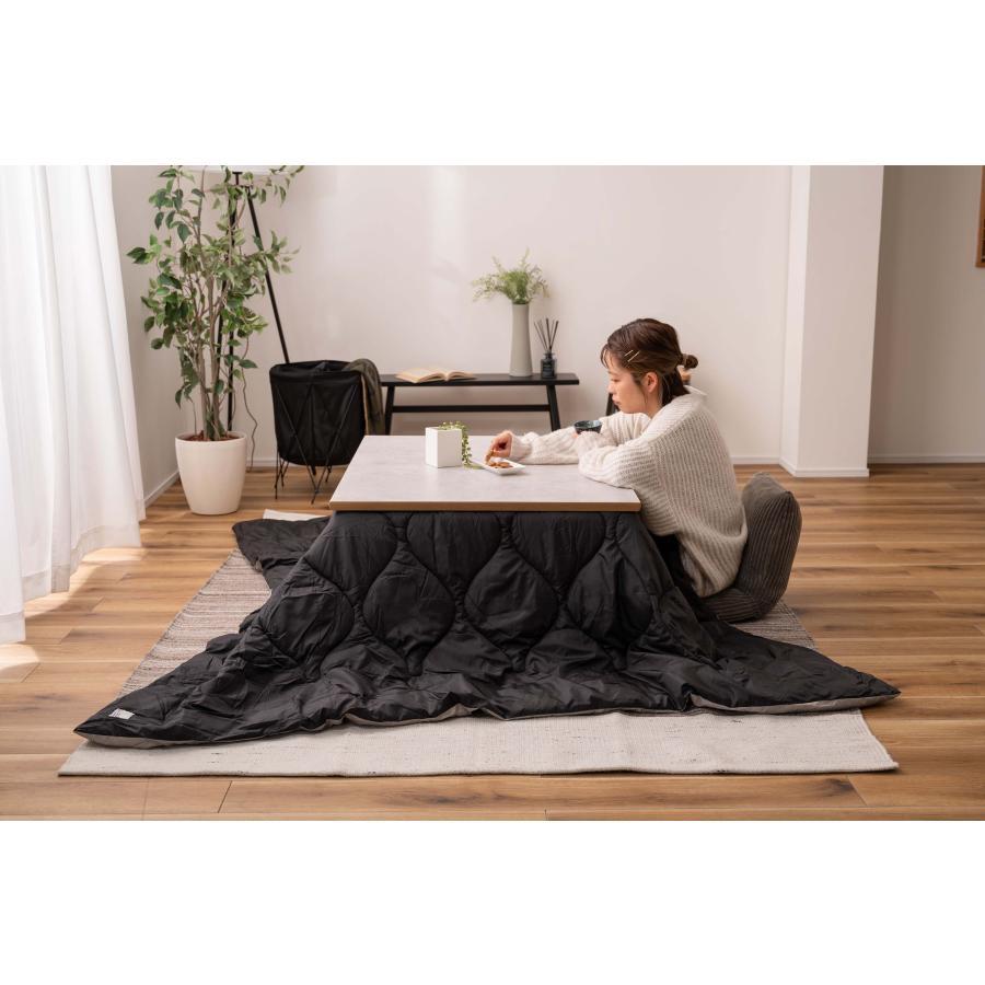 フラットヒーター コタツ 105×75cm オールシーズン 薄型 こたつ テーブル カーボンヒーター 大理石調 継脚 高さ調整 300W 手元コントローラー 木製 天然木_12