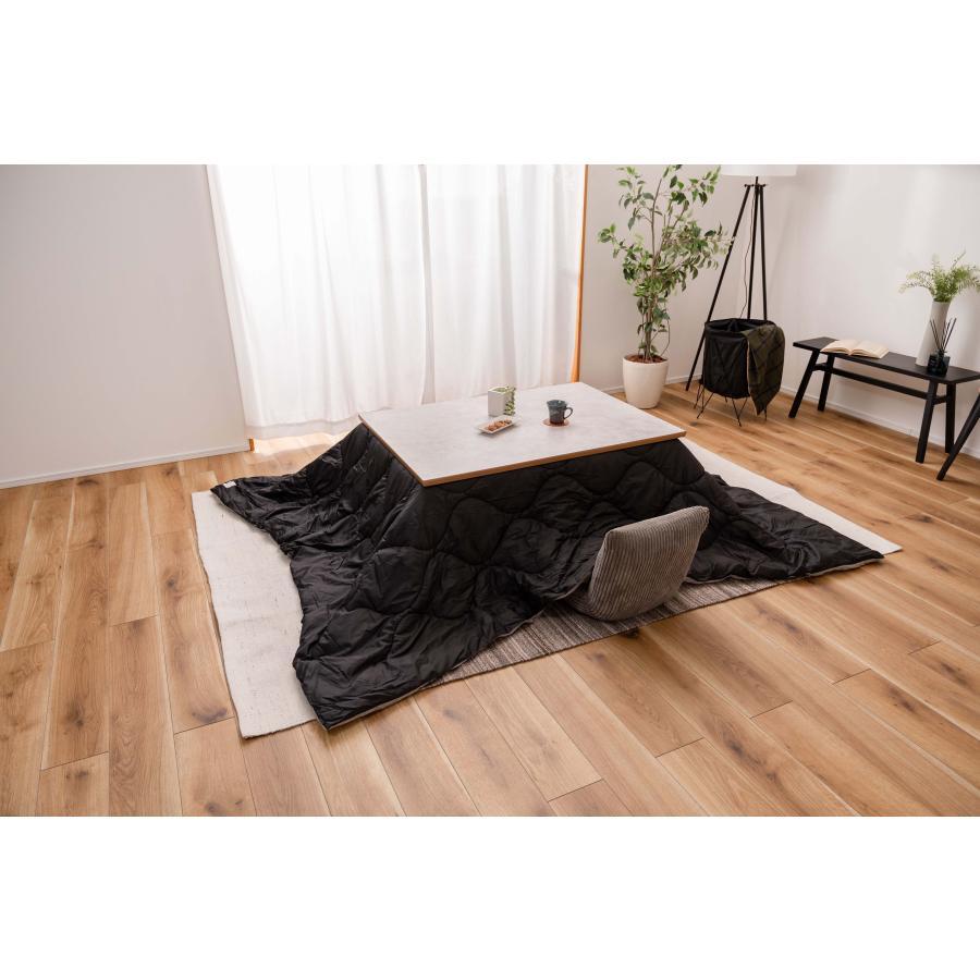 フラットヒーター コタツ 105×75cm オールシーズン 薄型 こたつ テーブル カーボンヒーター 大理石調 継脚 高さ調整 300W 手元コントローラー 木製 天然木_13